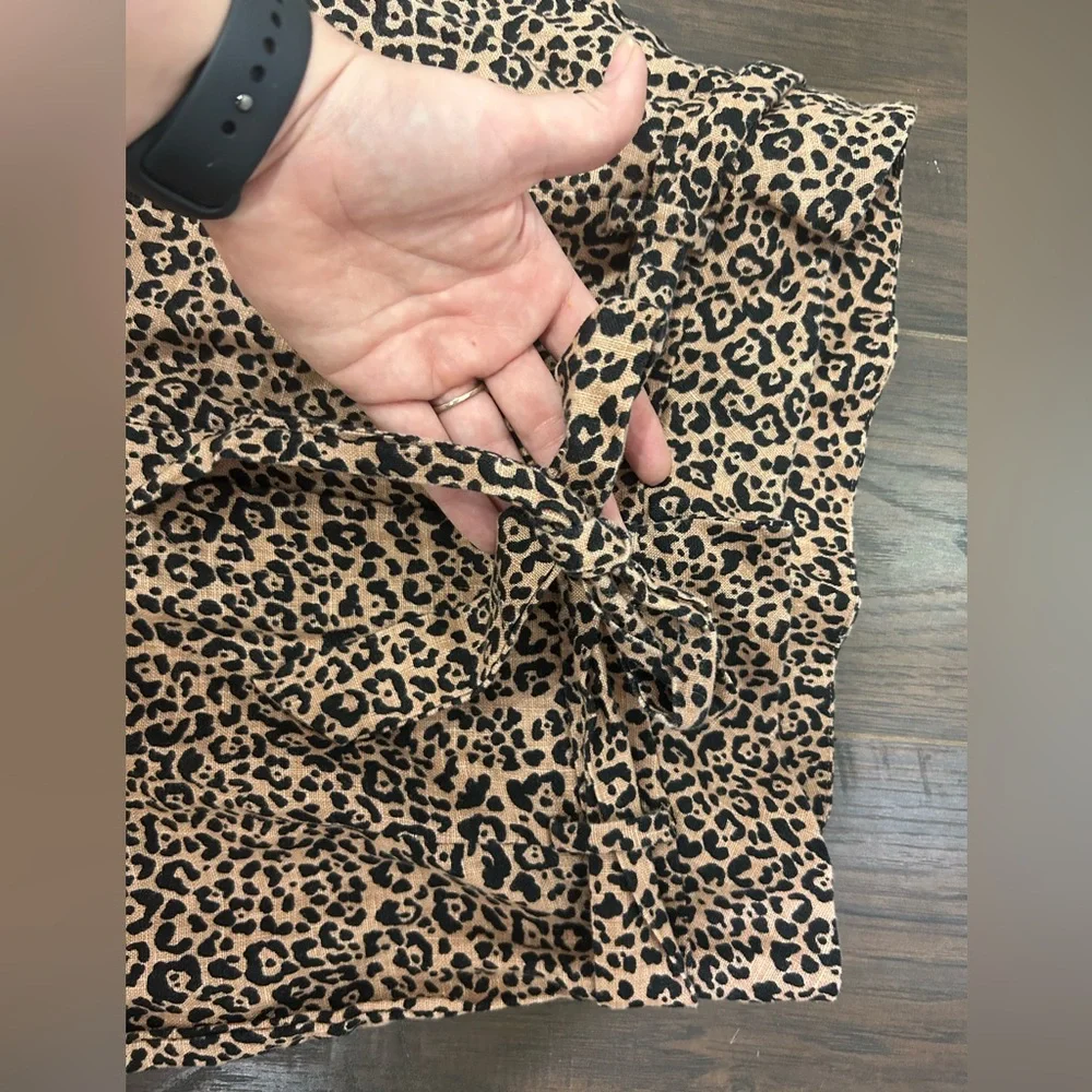 Reformation Jackie Leopard Print Linen Wide Leg Pants Size 4